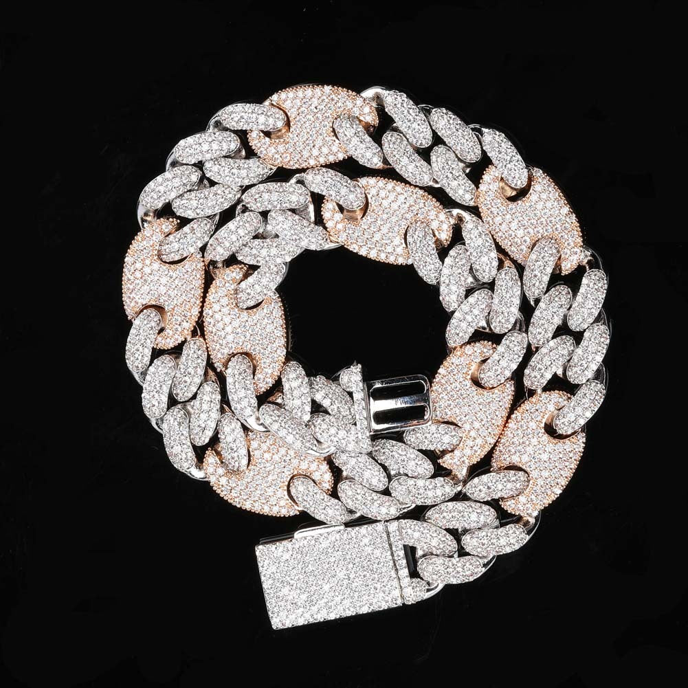 Collar Nariz de Cerdo Hombre con Circonitas y Hebilla Caja Grande – Joyería Hip Hop Urbana