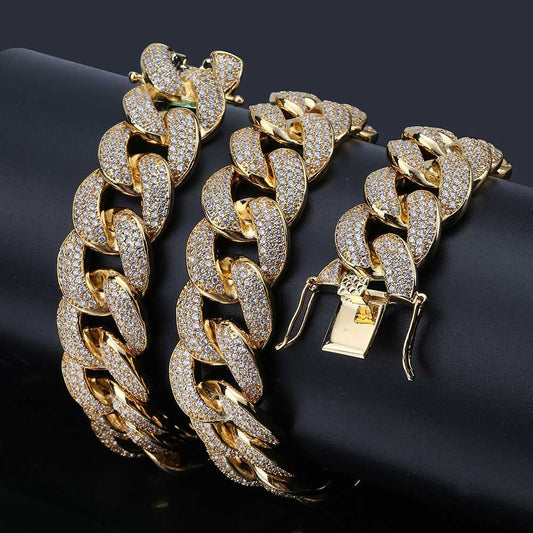 Collar Bling con Circonitas 18 mm – Estilo Trap Europeo y Americano