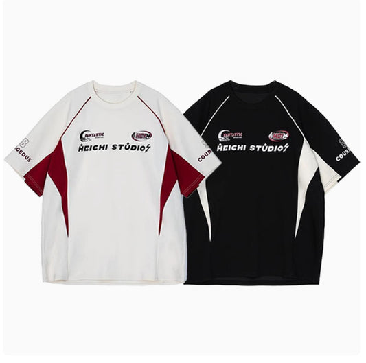 Camiseta de manga corta retro de estilo urbano americano de verano