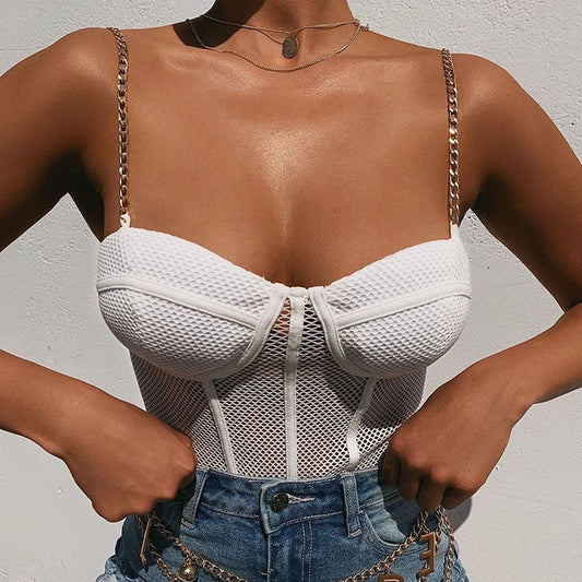 Top con tirantes y cadena de rejilla – Sexy & atrevido