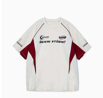 Camiseta de manga corta retro de estilo urbano americano de verano
