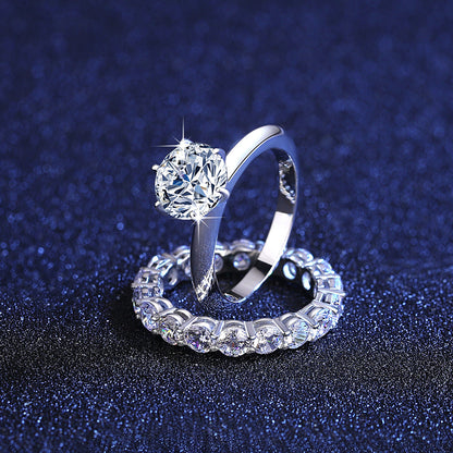 Anillo de moissanita para mujer en plata S925
