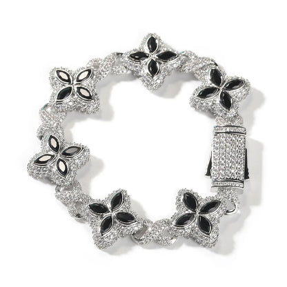 Pulsera iced out floral trap con piedras multicolor unisex
