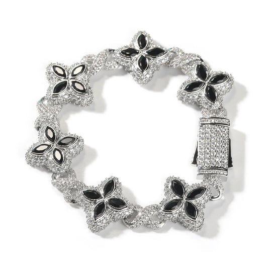 Pulsera iced out floral trap con piedras multicolor unisex
