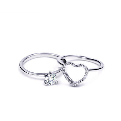 Anillo de moissanita con diamantes en forma de Corazón – Amor que brilla.