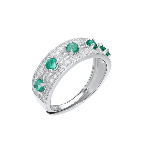 Anillo de fila de esmeraldas – Minimalismo con brillo propio ✨