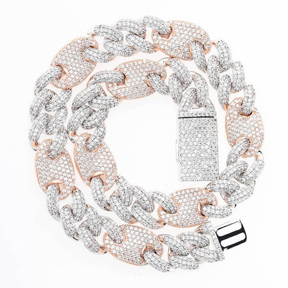 Collar Nariz de Cerdo Hombre con Circonitas y Hebilla Caja Grande – Joyería Hip Hop Urbana
