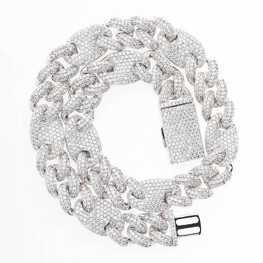 Collar Nariz de Cerdo Hombre con Circonitas y Hebilla Caja Grande – Joyería Hip Hop Urbana