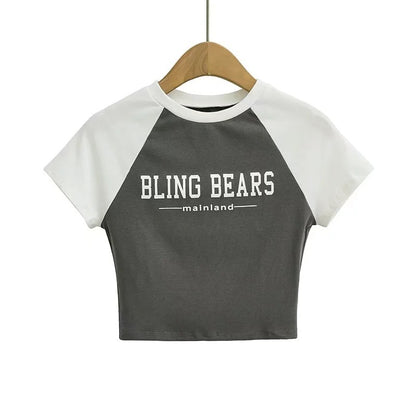 Camiseta de manga corta con estampado de letras y bloqueo de color – Urban Style