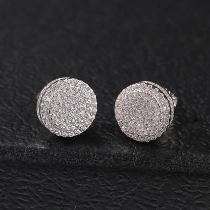 Pendientes Hombre Plata S925 con Circonitas – Estilo Rapero Bling Hip Hop
