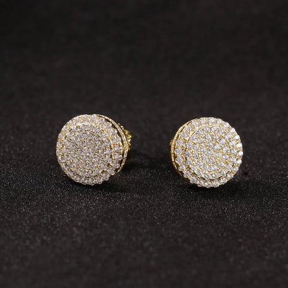 Pendientes Hombre Plata S925 con Circonitas – Estilo Rapero Bling Hip Hop
