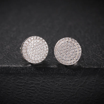 Pendientes Hombre Plata S925 con Circonitas – Estilo Rapero Bling Hip Hop
