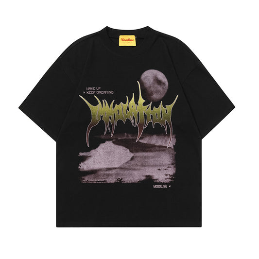 Camiseta de manga corta con grafiti de hip-hop callejero para hombre