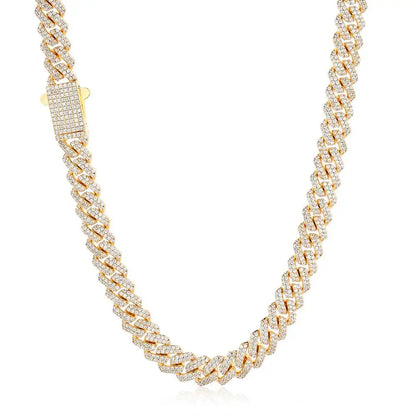 8mm Width Hip Hop Cubic Zircon CZ Iced Out 2 Rows Cuban Link Chain Necklace For Women Jewelry Birthday Gift Drop Shipping
