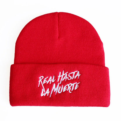 Anuel Aa Real Hasta La Muerte Cotton Casual Beanies for Men Women Knitted Winter Hat Hip-Hop Skullies Bonnet Unisex Cap