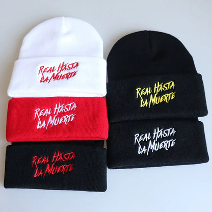 Anuel Aa Real Hasta La Muerte Cotton Casual Beanies for Men Women Knitted Winter Hat Hip-Hop Skullies Bonnet Unisex Cap