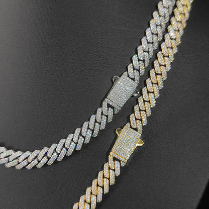 8mm Width Hip Hop Cubic Zircon CZ Iced Out 2 Rows Cuban Link Chain Necklace For Women Jewelry Birthday Gift Drop Shipping