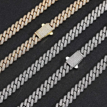 8mm Width Hip Hop Cubic Zircon CZ Iced Out 2 Rows Cuban Link Chain Necklace For Women Jewelry Birthday Gift Drop Shipping