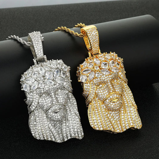 Collar Jesús con Circonitas Iced Out – Estilo Bling Hip Hop