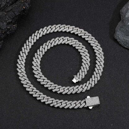8mm Width Hip Hop Cubic Zircon CZ Iced Out 2 Rows Cuban Link Chain Necklace For Women Jewelry Birthday Gift Drop Shipping