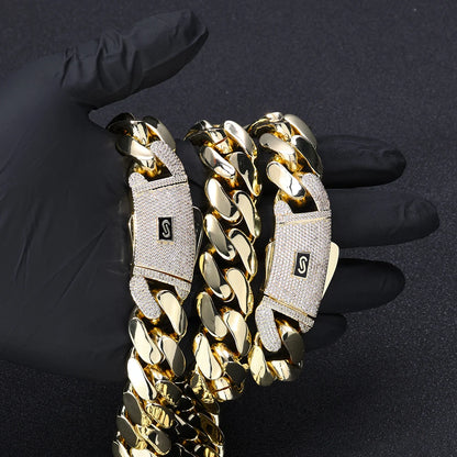 Pulsera Monaco Maulciza Chapada en Oro 14K – Cierre Ice Out Estilo Cubano