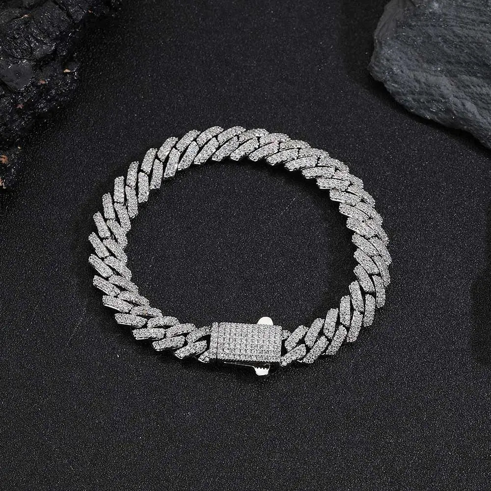 8mm Width Hip Hop Cubic Zircon CZ Iced Out 2 Rows Cuban Link Chain Necklace For Women Jewelry Birthday Gift Drop Shipping
