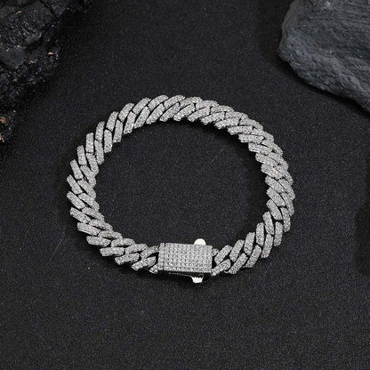 8mm Width Hip Hop Cubic Zircon CZ Iced Out 2 Rows Cuban Link Chain Necklace For Women Jewelry Birthday Gift Drop Shipping