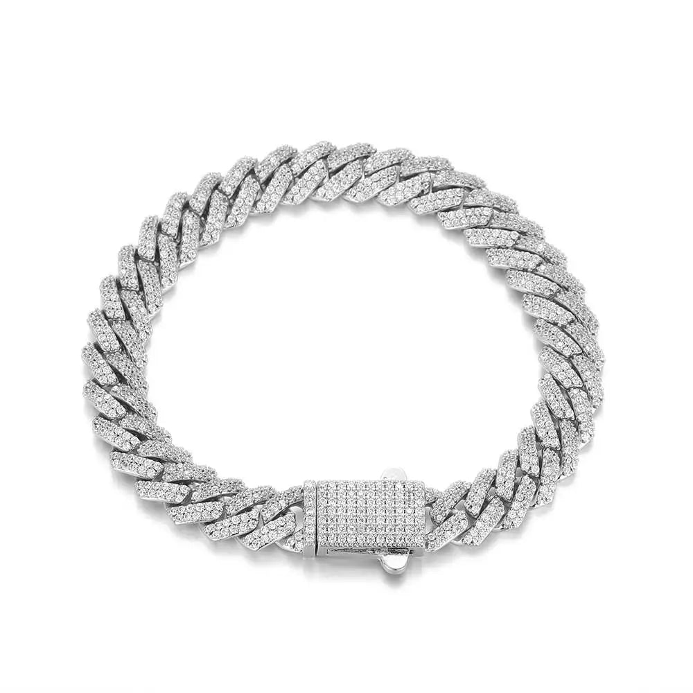 8mm Width Hip Hop Cubic Zircon CZ Iced Out 2 Rows Cuban Link Chain Necklace For Women Jewelry Birthday Gift Drop Shipping