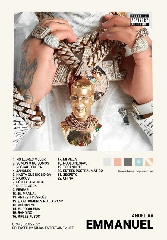 Tracklist Anuel AA Real Hasta La Muerte Music Album Cover Poster Print Canvas Painting Picture Wall Art Bedroom Home Decor Gifts