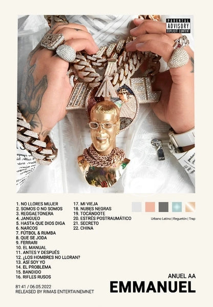 Tracklist Anuel AA Real Hasta La Muerte Music Album Cover Poster Print Canvas Painting Picture Wall Art Bedroom Home Decor Gifts