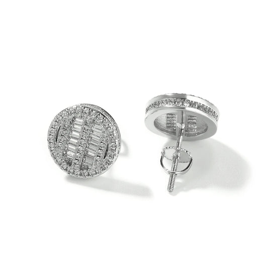 Pendientes Redondos Bicolor Ice Out – Circonitas Baguette CZ Hipoalergénicos