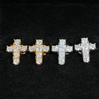 Pendientes de Cruz en Plata S925 Estilo Hip Hop