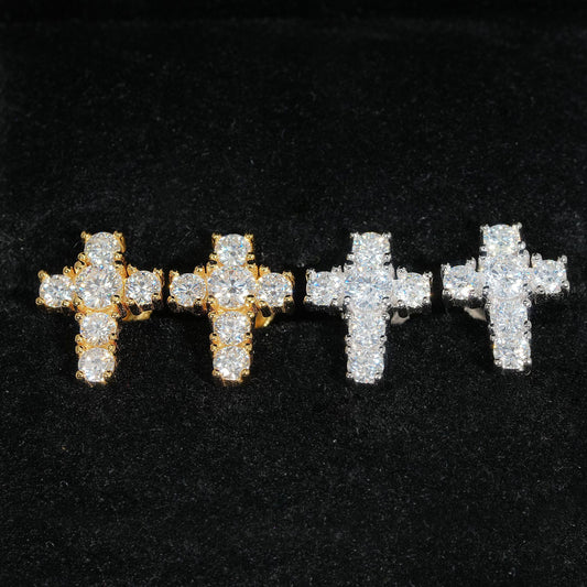 Pendientes de Cruz en Plata S925 Estilo Hip Hop