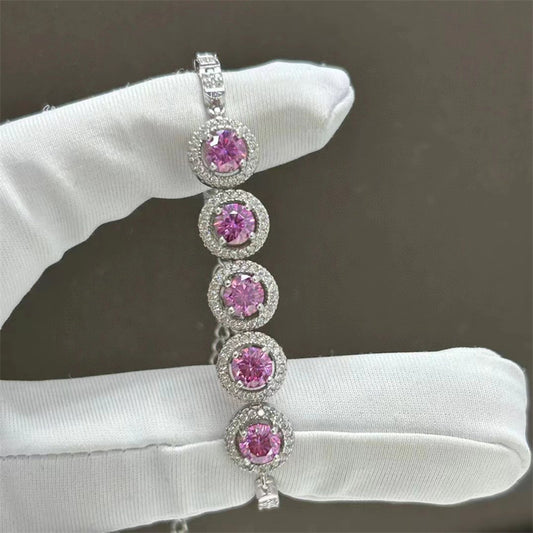 Pulsera de moissanita con diamantes de colores