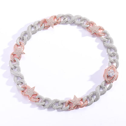 Collar de Estrella Bicolor con Circonitas 5A – Flow Europeo y Americano