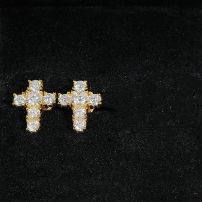 Pendientes de Cruz en Plata S925 Estilo Hip Hop