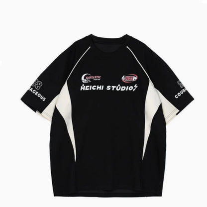 Camiseta de manga corta retro de estilo urbano americano de verano