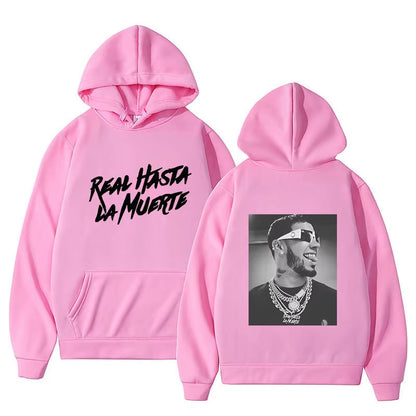 Anuel AA Printed Hoodies Sweatshirt Coat Real Hasta La Muerte Casual Tracksuit Costume Men Women Clothing Anime Pullover Hoodie