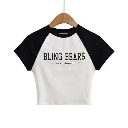 Camiseta de manga corta con estampado de letras y bloqueo de color – Urban Style