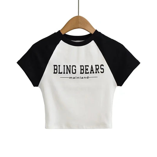 Camiseta de manga corta con estampado de letras y bloqueo de color – Urban Style