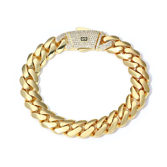 Cadena cubana Mónaco Ice Out 12mm 15mm 20mm con circonitas y cierre con logo – collar de lujo para hombre estilo hip hop.