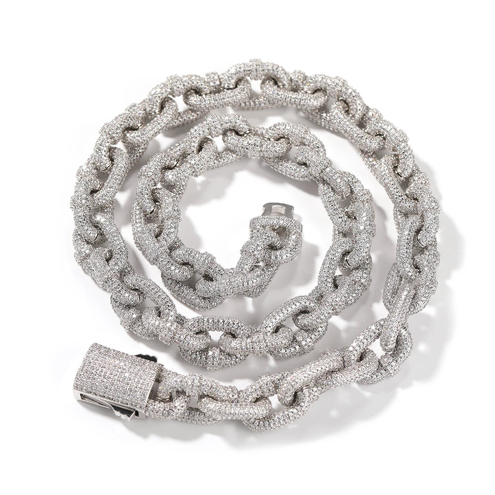 Collar The Bling King Ice Out con eslabones cerrados de 14 mm y circonitas, estilo hip hop trap para hombre y mujer.