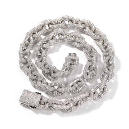 Collar The Bling King Ice Out con eslabones cerrados de 14 mm y circonitas, estilo hip hop trap para hombre y mujer.