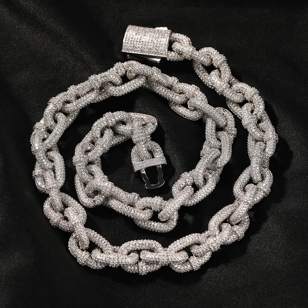 Collar The Bling King Ice Out con eslabones cerrados de 14 mm y circonitas, estilo hip hop trap para hombre y mujer.
