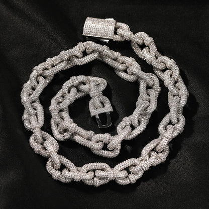 Collar The Bling King Ice Out con eslabones cerrados de 14 mm y circonitas, estilo hip hop trap para hombre y mujer.