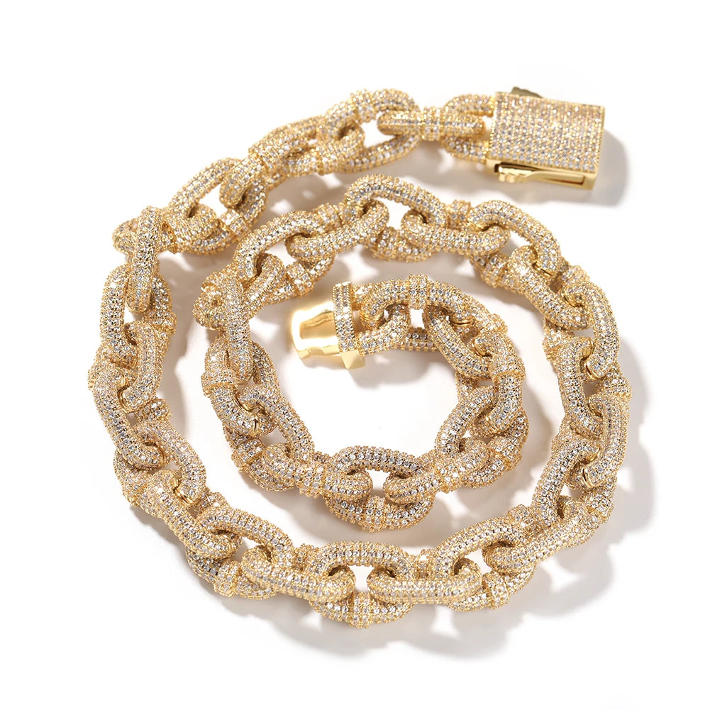 Collar The Bling King Ice Out con eslabones cerrados de 14 mm y circonitas, estilo hip hop trap para hombre y mujer.