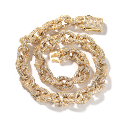 Collar The Bling King Ice Out con eslabones cerrados de 14 mm y circonitas, estilo hip hop trap para hombre y mujer.