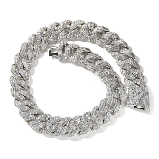 Collar cubano de burbujas 24 mm con circonitas cúbicas micropavé estilo hip hop.