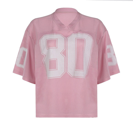 Camiseta Suelta Cuello V Estampado Digital | Streetwear Marca Street Tide