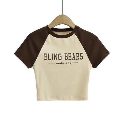 Camiseta de manga corta con estampado de letras y bloqueo de color – Urban Style